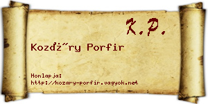 Kozáry Porfir névjegykártya